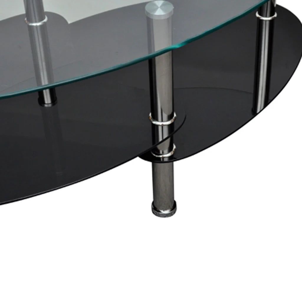 Tavolino da caffè di design in vetro nero per soggiorno/sala da pranzo 90 x 45 cm 0902002