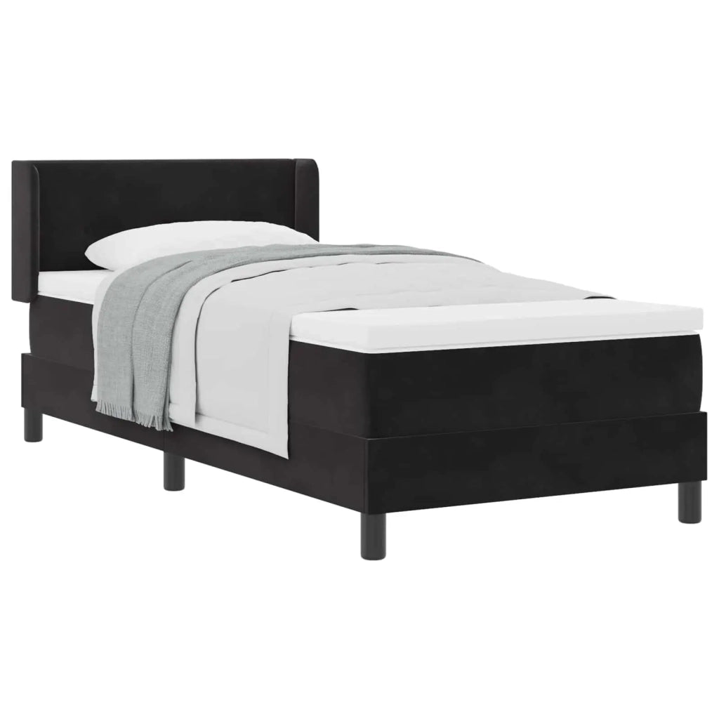 Letto a molle con materasso Nero 200 x 80 cm Poliestere
