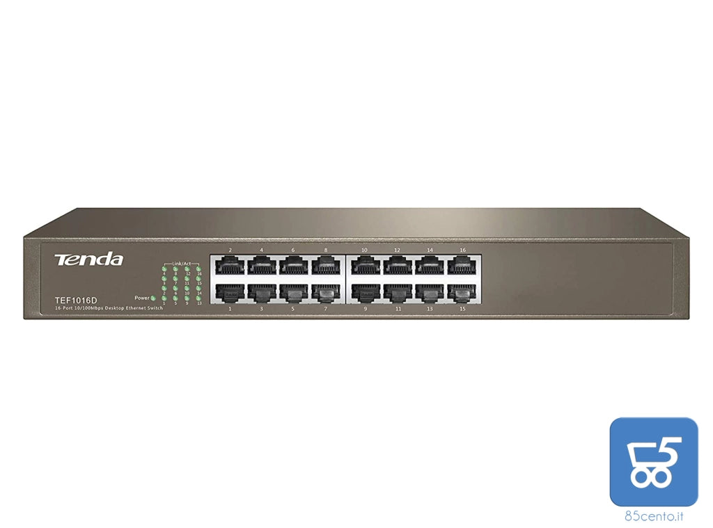 SWITCH DI RETE 10/100MBPS 16 PORTE RACK TENDA TEF1016D GRIGIO