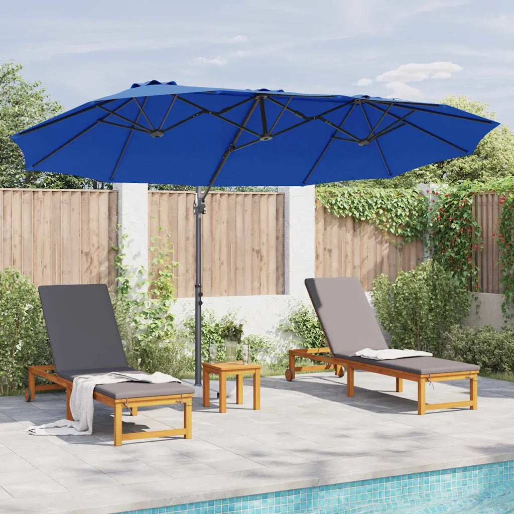 vidaXL Ombrellone a braccio da giardino azzurro 372 x 198 x 243 cm