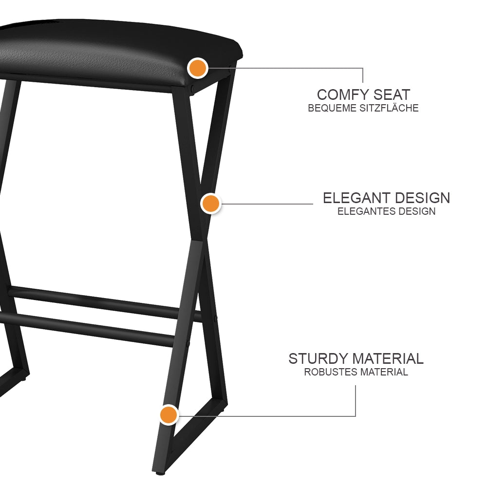 Vicco Set di 2 sgabelli da bar Nero 30 x 40 cm 2 parti