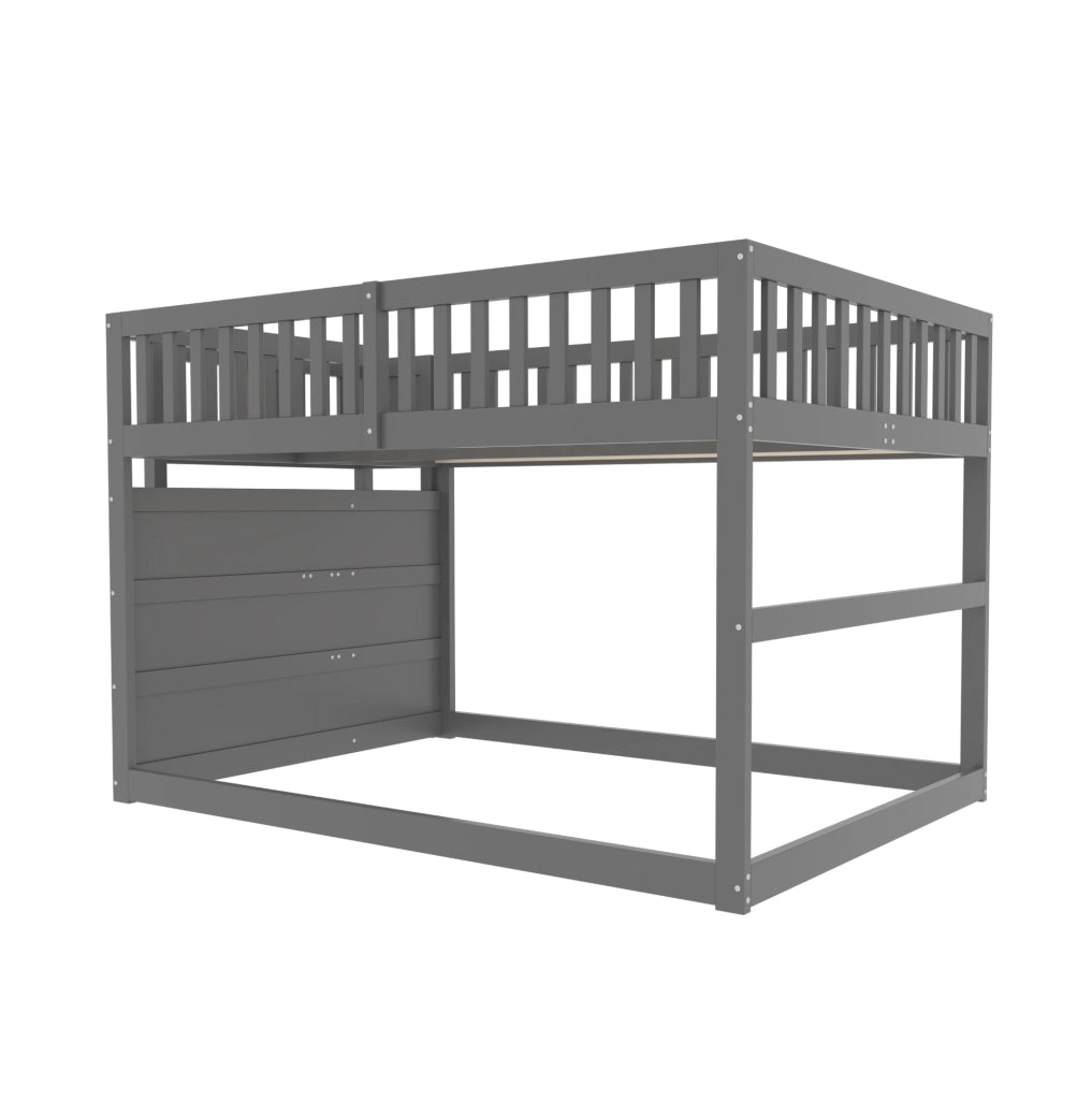 Letto a castello 140x200 cm con scala; 4 cassetti e sponda alta in legno grigio