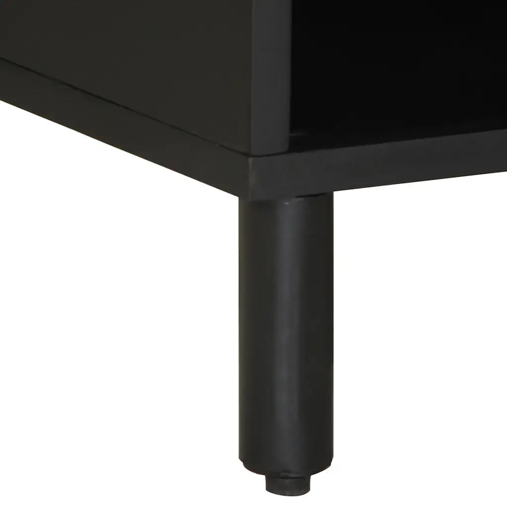 Mobile Porta TV Nero 80x33,5x46 cm Legno Massello Mango Grezzo