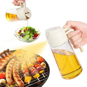 Spruzzatore di Olio per Cucina, 2 in 1, 470ml, per Olio di Cottura, per Frittura, per Grill, per Airfryer, per Insalata, per Frittura, Bianco