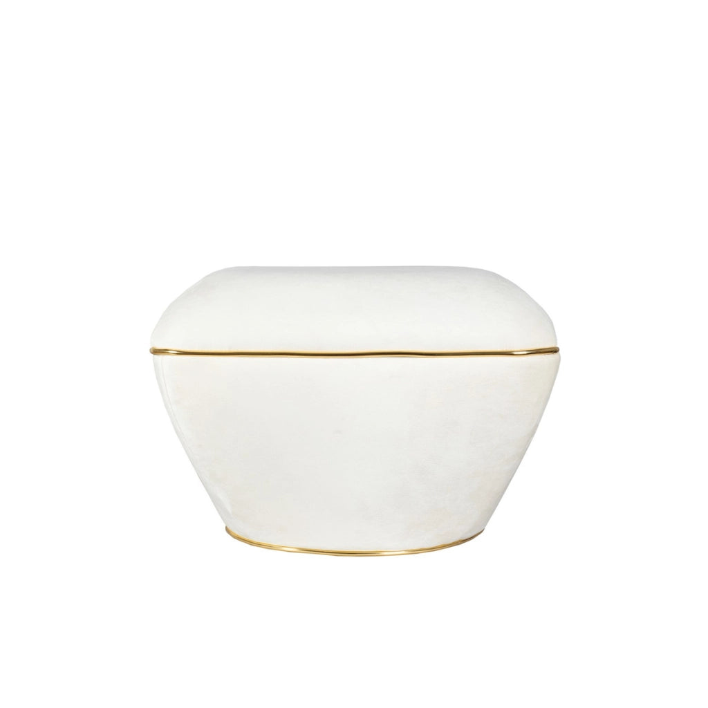 Pouf Contessa avorio e oro in velluto misto cotone