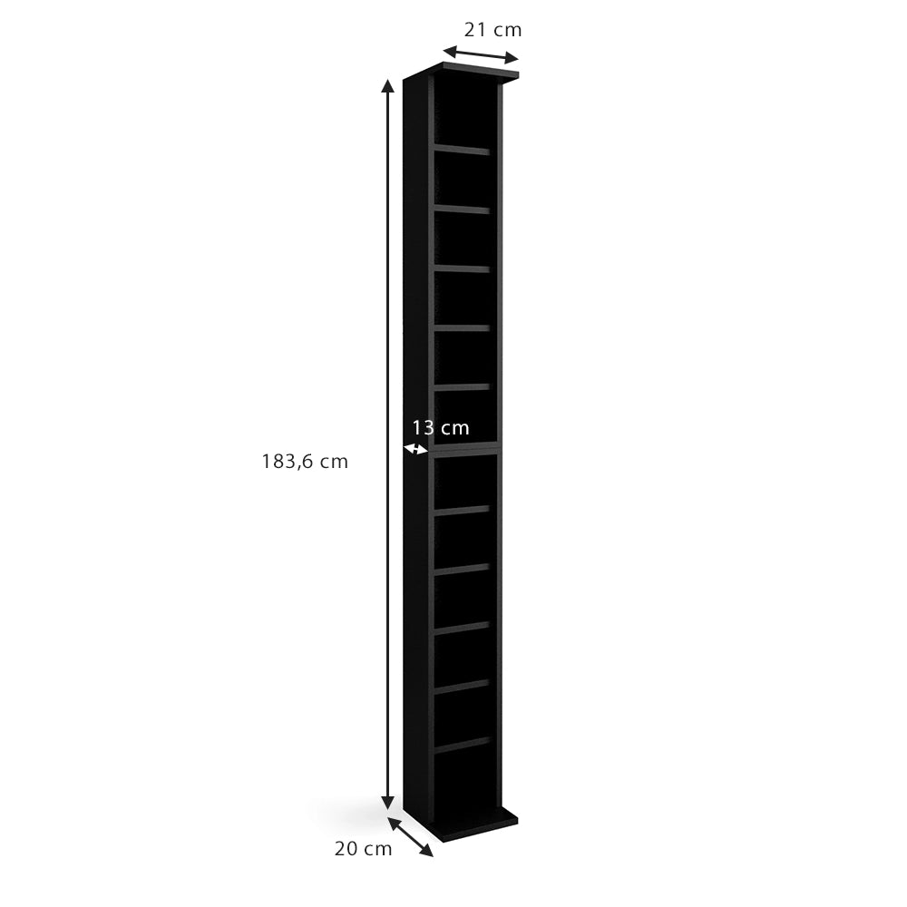 Vicco Scaffale porta cd Nero 21 x 183.6 cm Alto