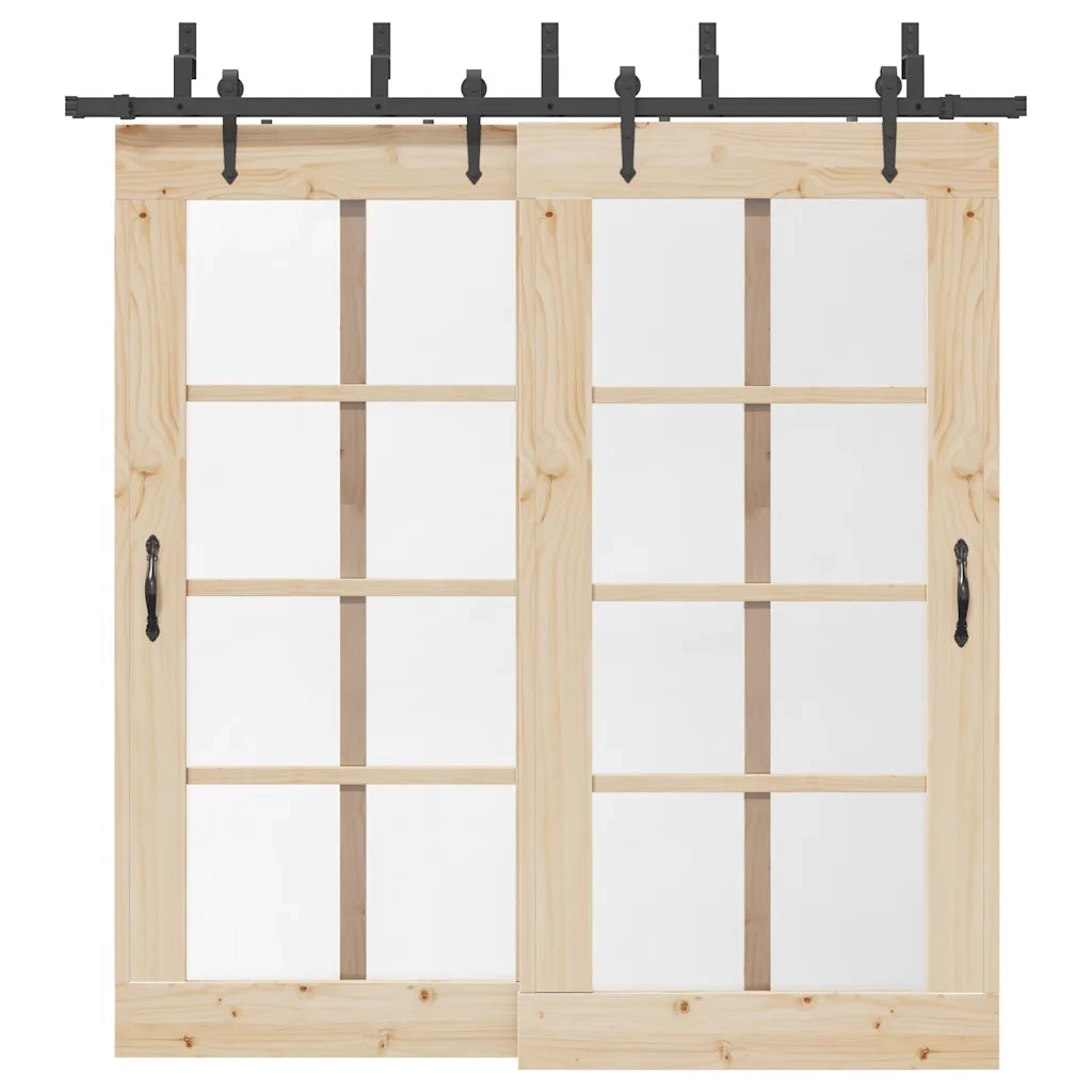 Kit di Binari per Porte Scorrevoli 213,5 cm Acciaio Nero