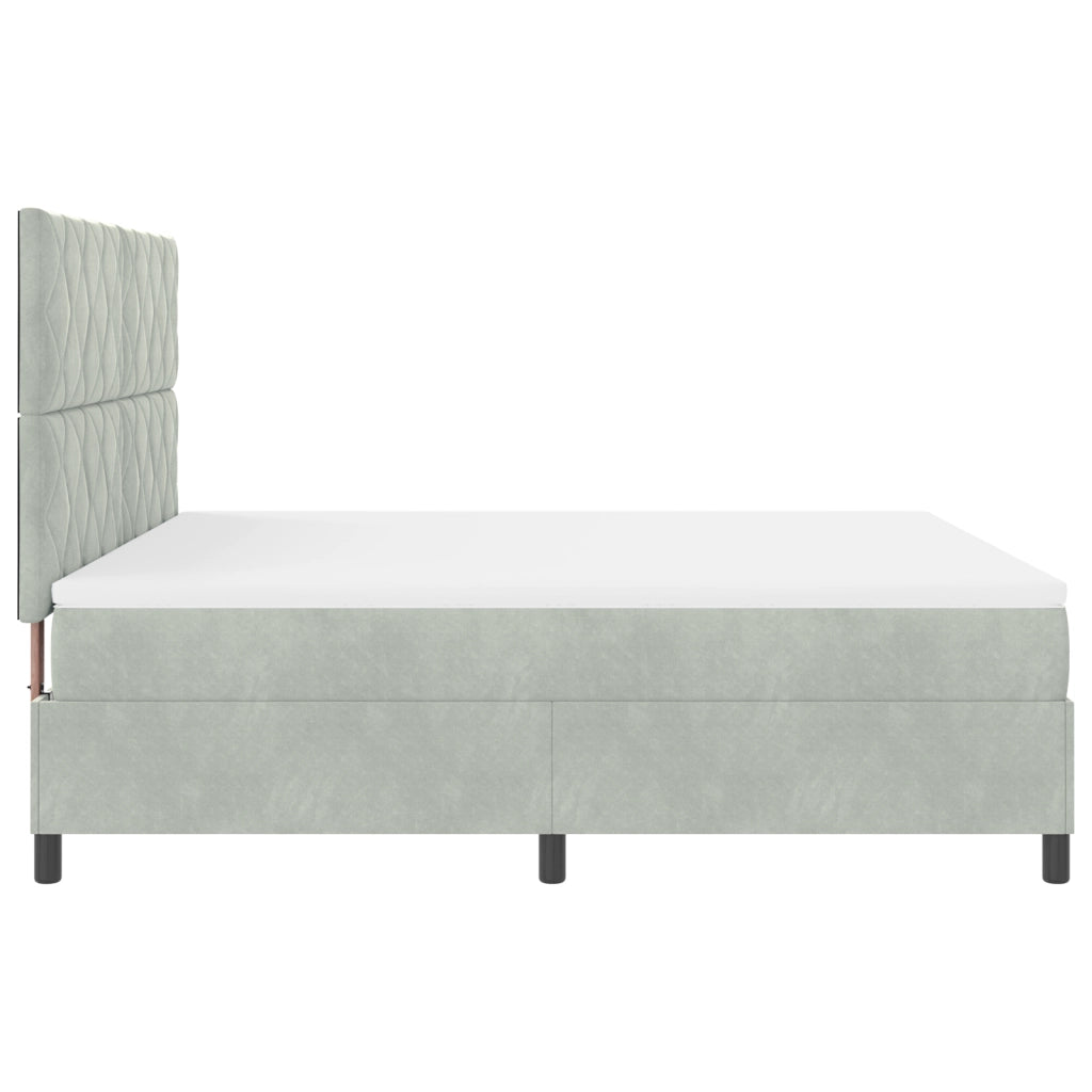 Letto Box Spring con Materasso Grigio Chiaro Super King in Velluto