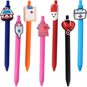 Set di pennarelli per infermieri a 7 pezzi - inchiostro nero - disegni cartoon - materiale ecologico - regalo divertente per infermieri - pennarelli a sfera