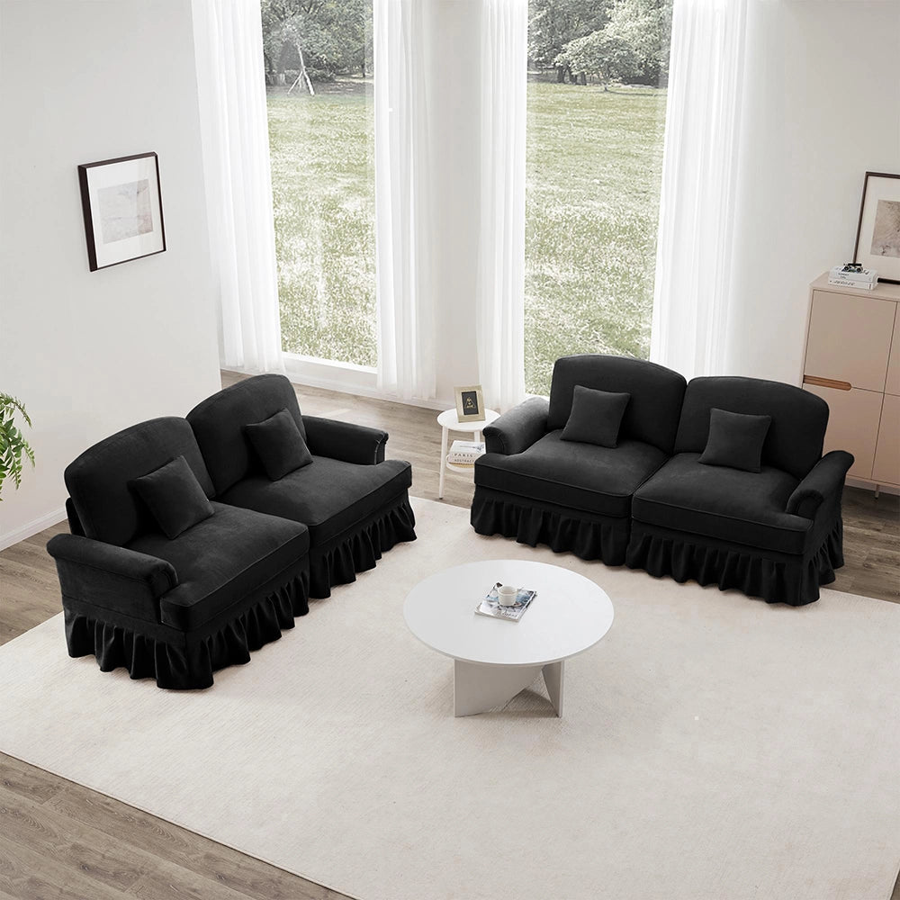 Divano angolare 2 posti - Xylo - Stile mid-century, chenille, nero