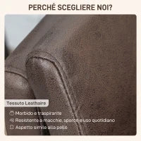 Divano 2 Posti in Pelle Traspirante con Imbottitura Spessa e Gambe in Metallo, 137x72x88 cm, Marrone Scuro