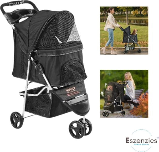 Carriolo per cani ProLight - fino a 16kg - Compacto ripiegabile - Tutti i terreni - Ruote extra grandi - Molto maneggevole - Copertura impermeabile - Struttura robusta