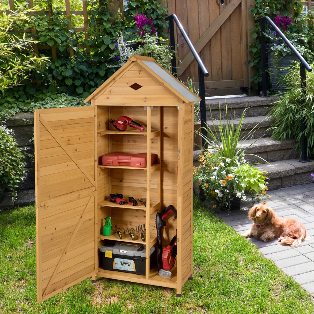 Armadio da esterno per attrezzi in legno, Casetta da giardino 80x45x177cm