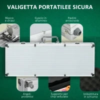 Set Poker per 9-10 Giocatori con 500 Fiches, 2 Mazzi di Carte e 5 Dadi, in Alluminio e Poliestere