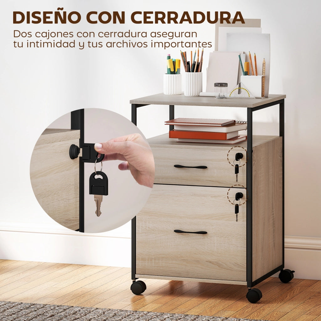 Scrivania con cassetti e ruote ¨C zephmum ¨C 44x40x66,5 cm legno