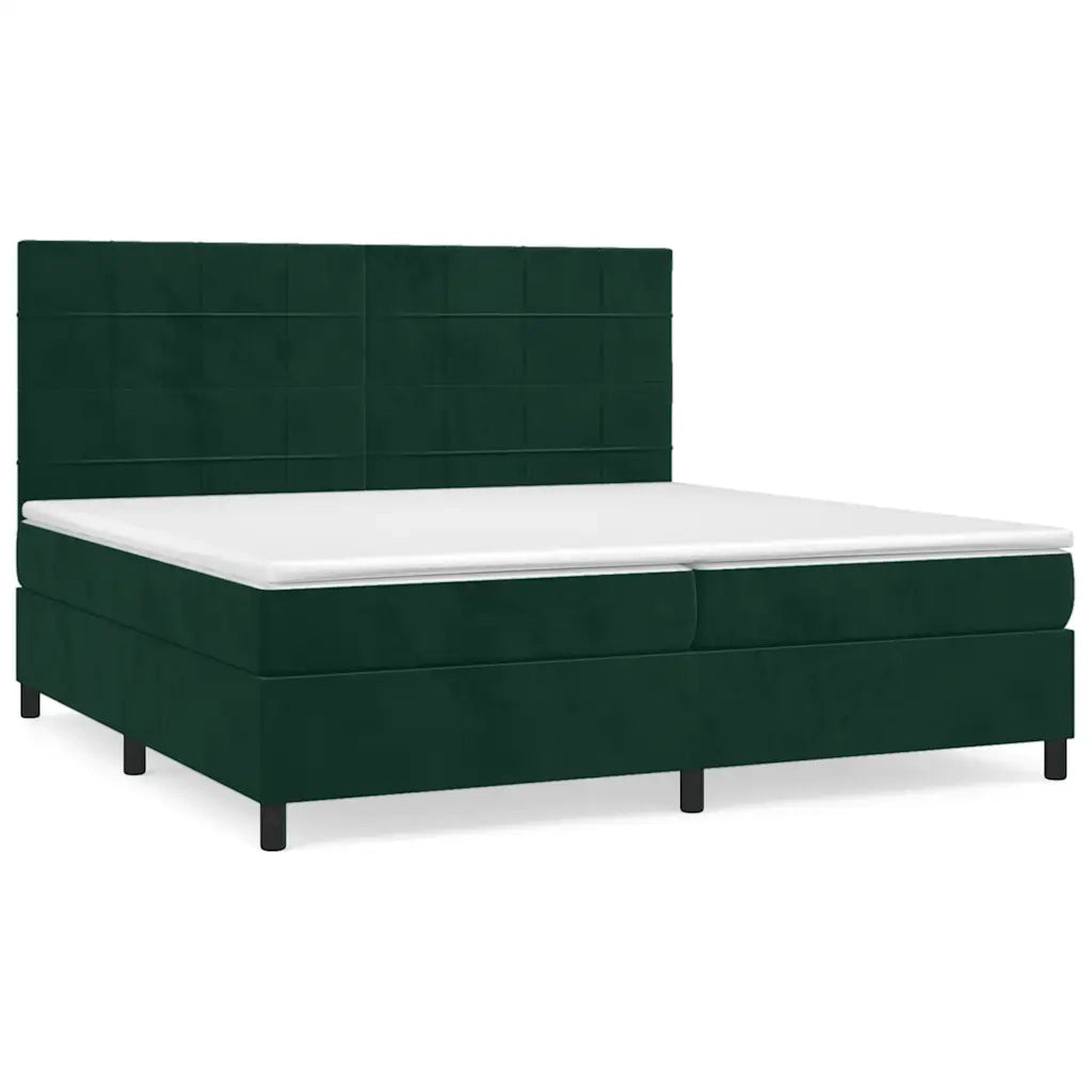 Giroletto a Molle con Materasso Verde Scuro 200x200 cm Velluto 3143046