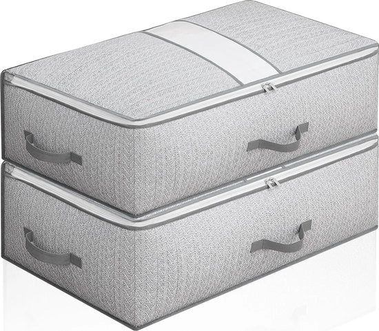 Ottomane di archiviazione per sottobanco - 2 pezzi di archiviazione pieghevole per abbigliamento e coperte sotto il letto