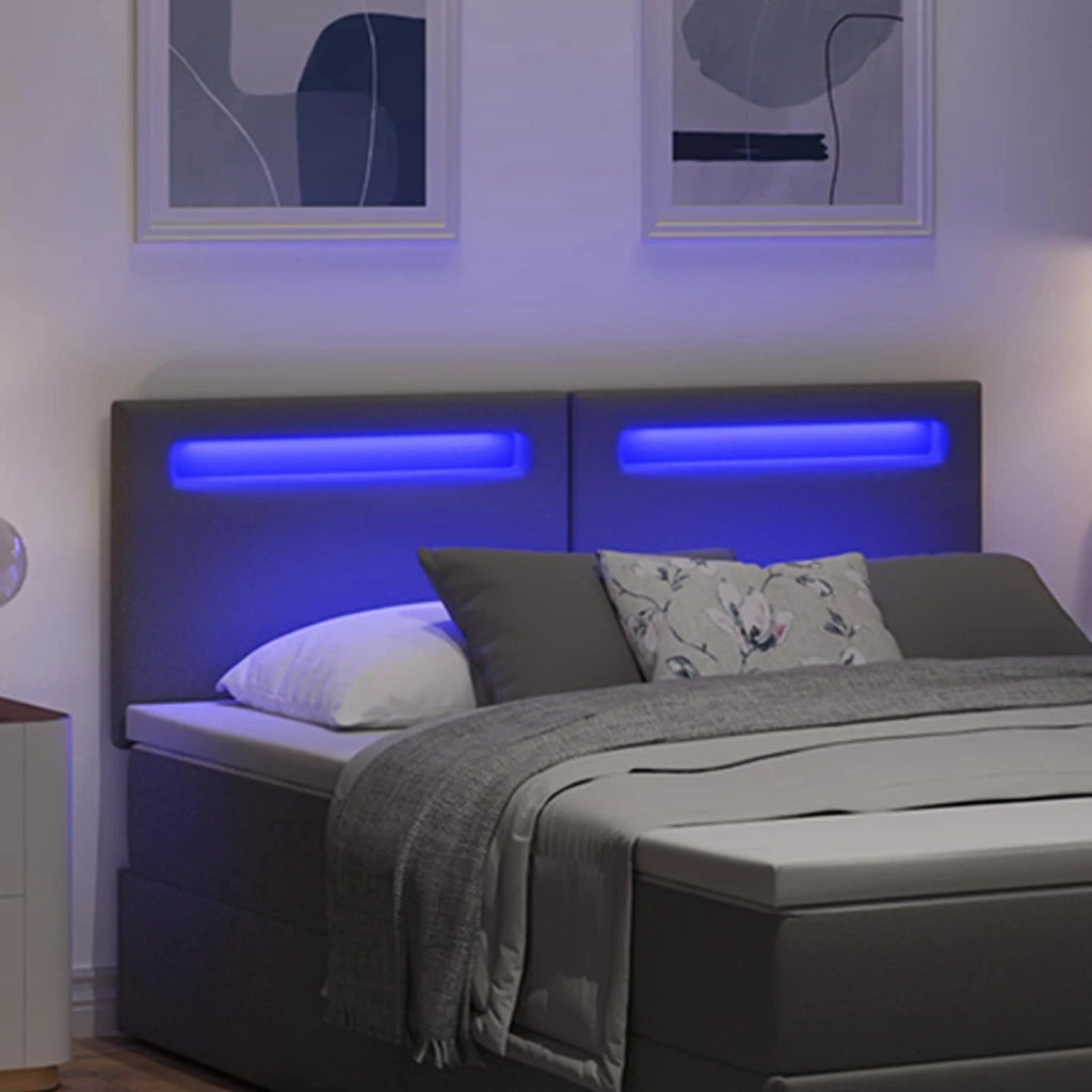 Testiera LED Grigio 160 cm Pelle Sintetica 42007307