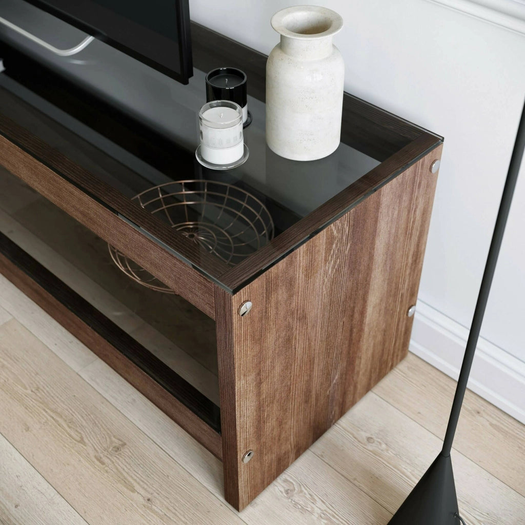 Mobile porta TV Wiley, Credenza da soggiorno, Armadio basso per TV, Base parete attrezzata, 140x40h45 cm, Noce
