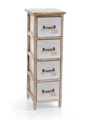 CASSETTIERA SLIM HOME IN LEGNO A 4 CASSETTI 26X32XH80CM BIANCO E LEGNO NATURALE