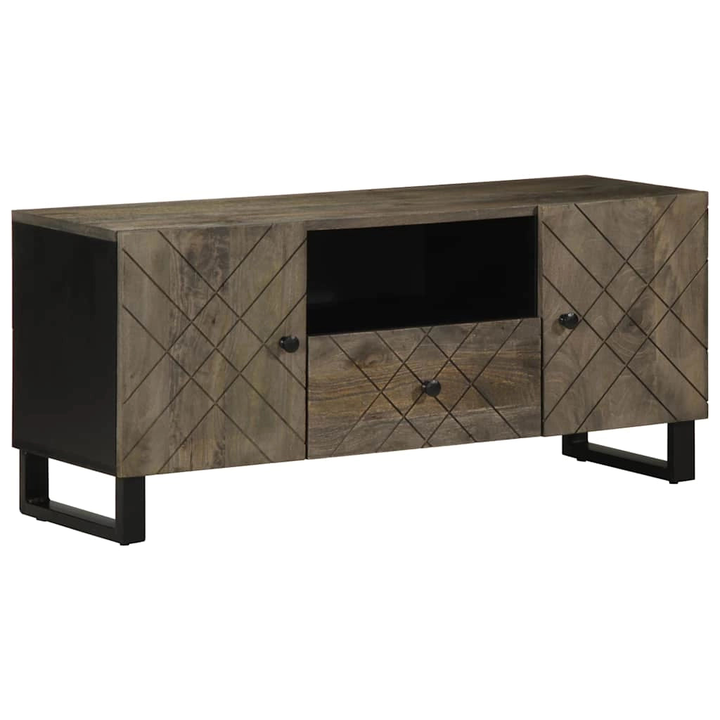 Mobile porta TV moderno con ampio spazio di archiviazione 105 x 33 x 46 cm legno massello nero 02_0057727