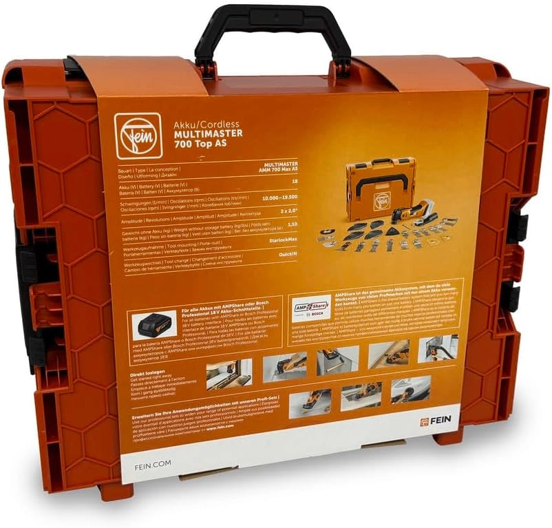 Multimaster a batteria AMM 700 Max Top AS, con 60 accessori per lavori di ristrutturazione e rinnovo, compatibile con AMPShare/BOSCH 18V, batteria e caricabatteria non inclusi