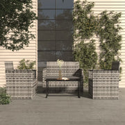 Set Divani da Esterno 4 pz con Cuscini in Polyrattan Grigio 319195