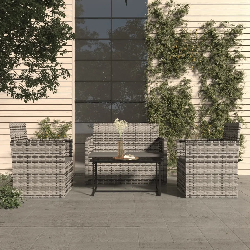 Set Divani da Esterno 4 pz con Cuscini in Polyrattan Grigio 319195
