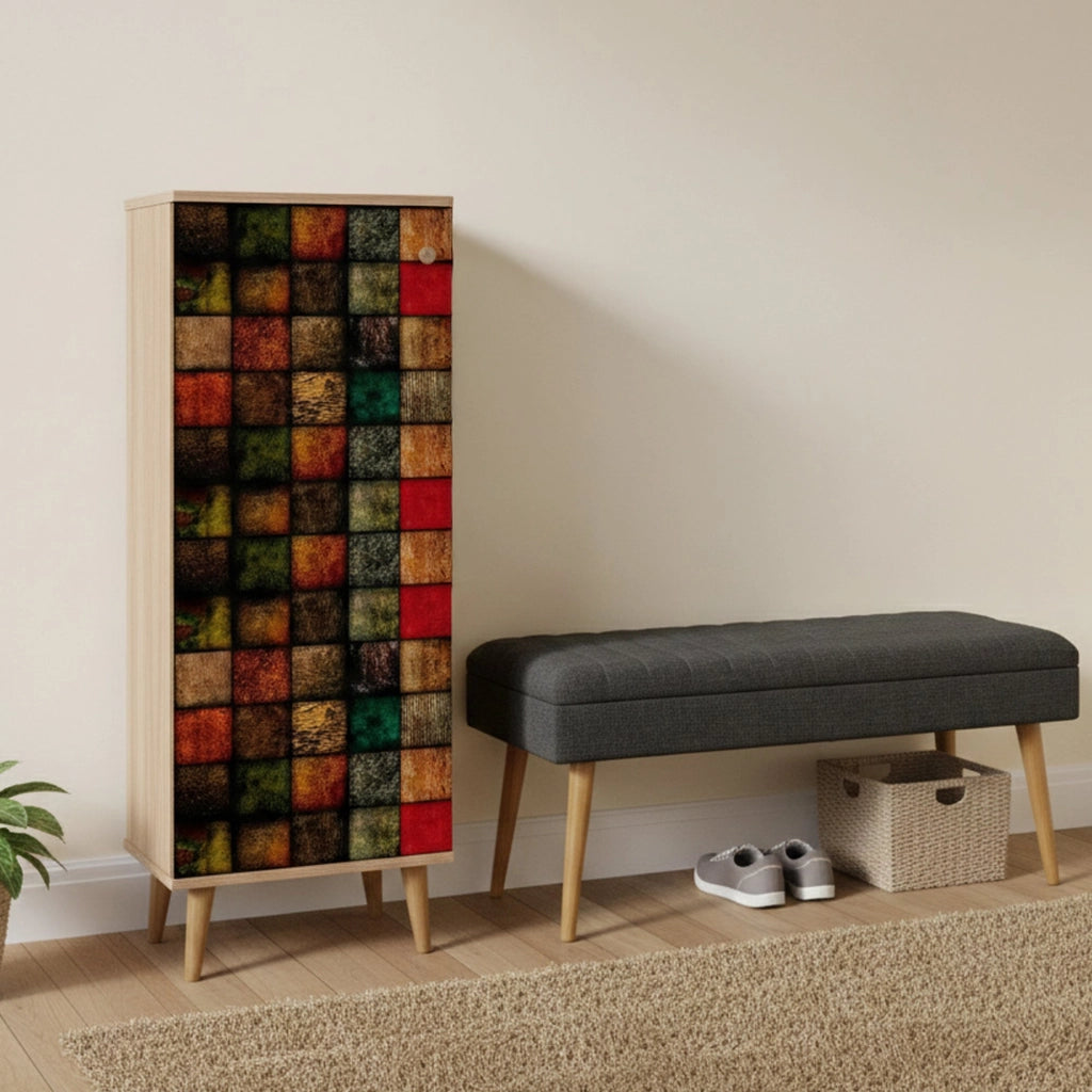 Podgorica, Mobile da Ingresso 16 Paia, 50x38x135h cm Marrone Quercia