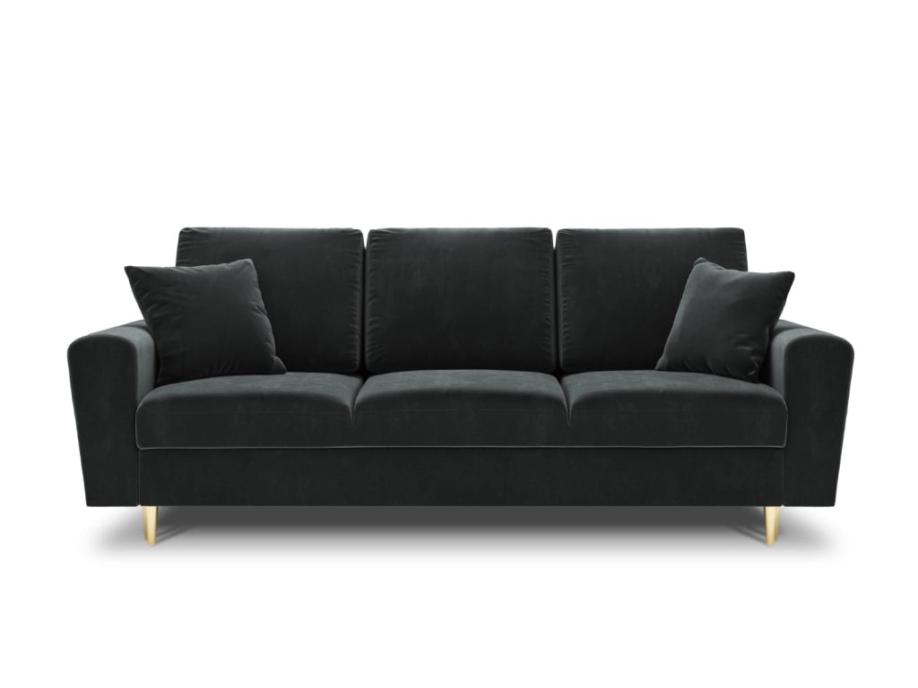 Cosmopolitan Design - Divano convertibile con contenitore "Kyoto" 3 posti in velluto grigio scuro 