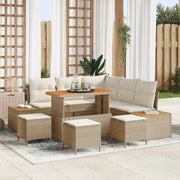 Set Divano da Giardino con cuscino 9 pcs Beige e Crema