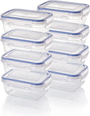 Set di contenitori per l'archiviazione a prova di aria 8x - Rettilineo - Stivabile - Resistente alla rottura - Resistenti al forno a microonde e alla lavastoviglie - Contenitori per meal prep con coperchi per piatti al forno a microonde con coperchio