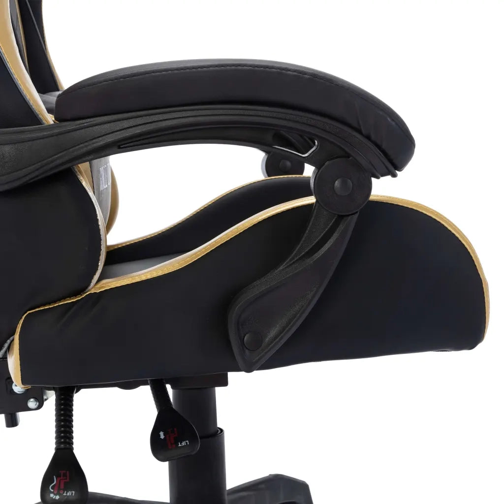 Sedia da Ufficio | Sedia da Gaming con Luci a LED RGB Oro e Nera in Similpelle