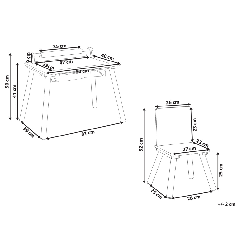 Set tavolo e sedie per bambini in MDF bianco con gambe in legno di pino Rotolo di carta aggiuntivo Copertura Stile scandinavo
