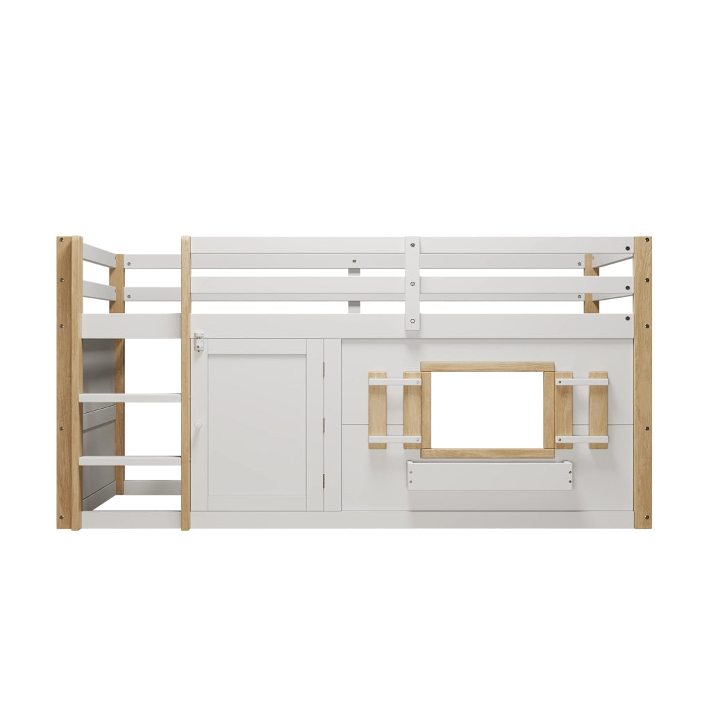 Letto a castello multifunzione 90x200 cm con area gioco, bianco