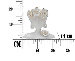 Vaso Woman Young 21,7x14x21 cm Porcellana Bianco e Oro