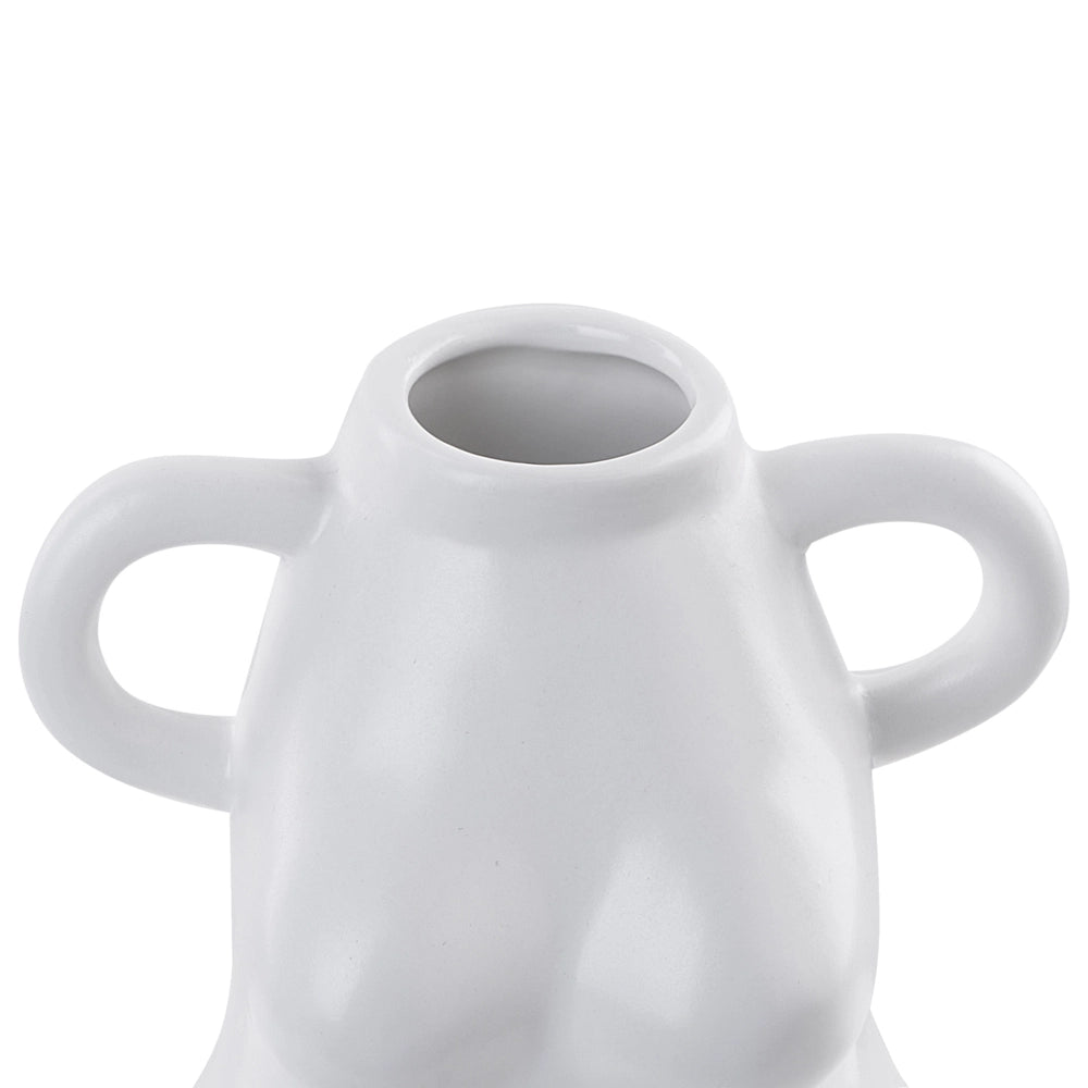 Vaso per fiori in porcellana bianca a forma di corpo femminile manici rotondi accessorio decorativo per la casa