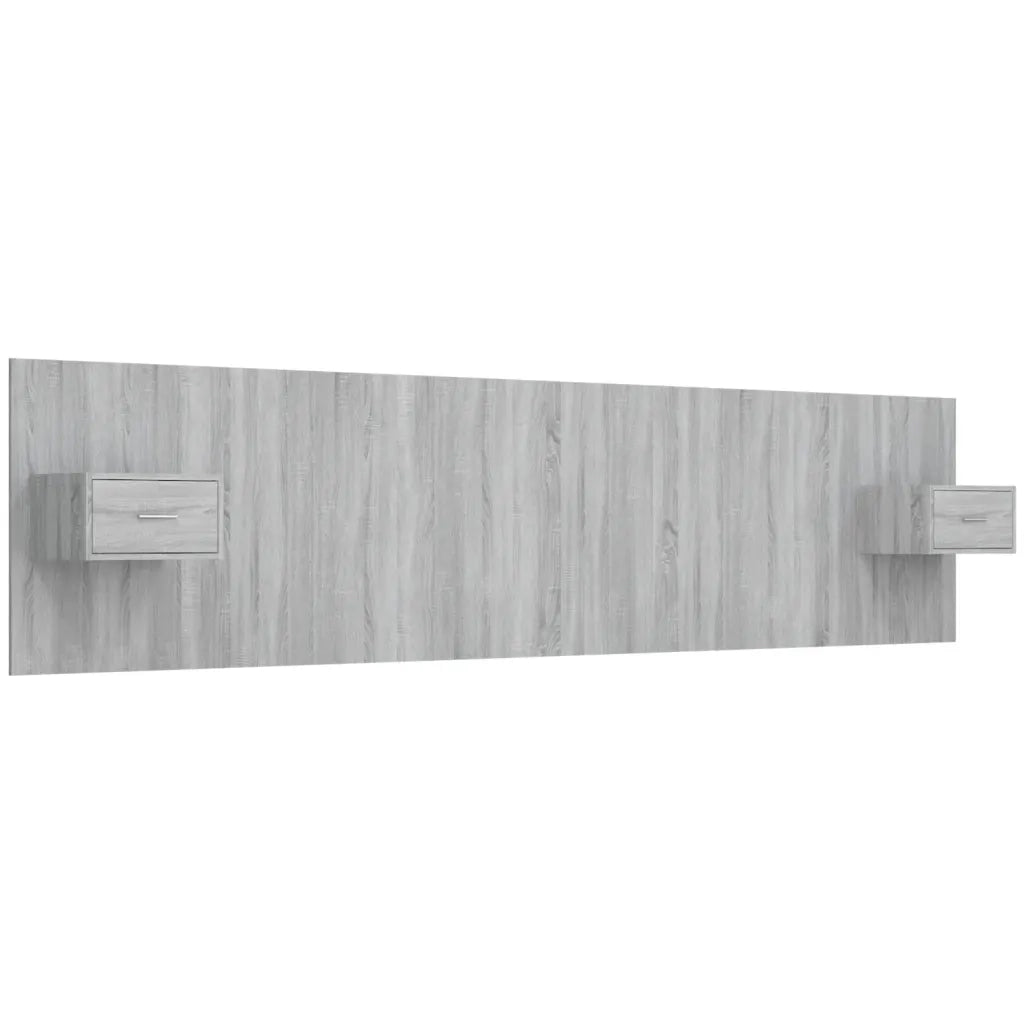 Testiera Letto con Comodini in Legno Multistrato Grigio Sonoma