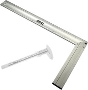 Timmermanshoek in alluminio - 400 mm di apertura - inclusa sega a nastro da 40 cm - con guida da 150 mm
