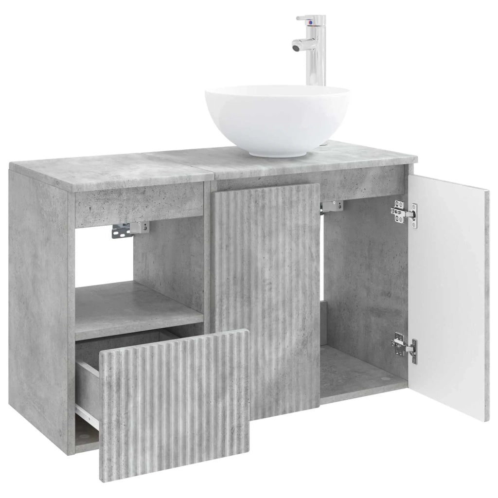 Set di mobili per il bagno 2 pz Grigio Cemento 3404027