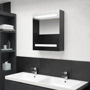 Armadietto Bagno con Specchio e LED Grigio 50x14x60 cm 326482