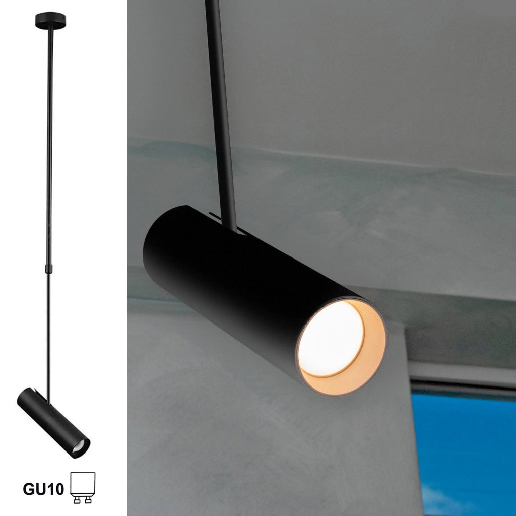 Faretto orientabile lampada sospensione moderna LED GU10 pendente telescopico luci tavolo bar vetrina sala espositiva 230V NERO