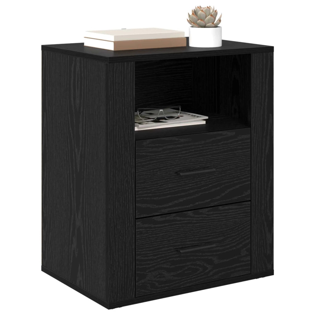 Armadio da Notte Rovere Nero 35 x 50 x 60 cm Legno multistrato
