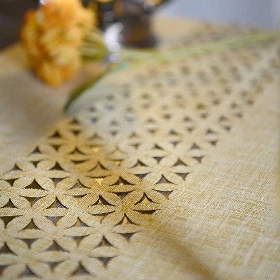 Telaio per tenda in tessuto giallo, bellissimo disegno laser tagliato, adatto per riunioni all'aperto e all'interno, matrimoni e abiti da vacanza (giallo-1, 40 x 180 cm)
