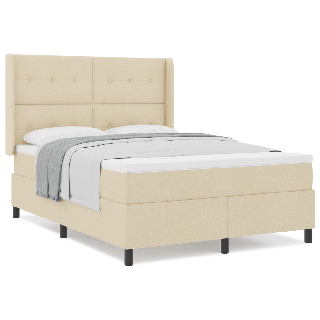 Letto Box Spring con Materasso Crema 140x200 cm Tessuto