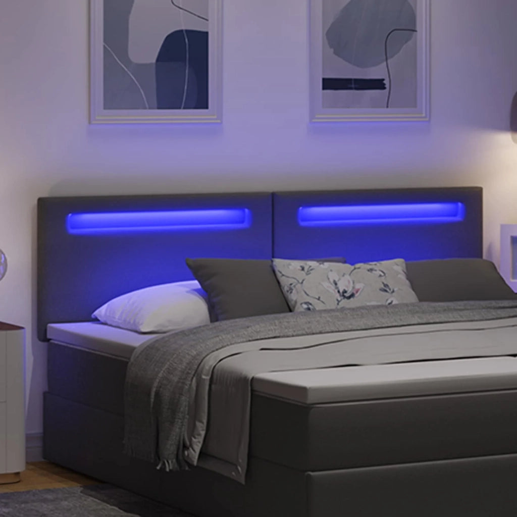 Testiera LED Grigio 180 cm Pelle Sintetica 42007311