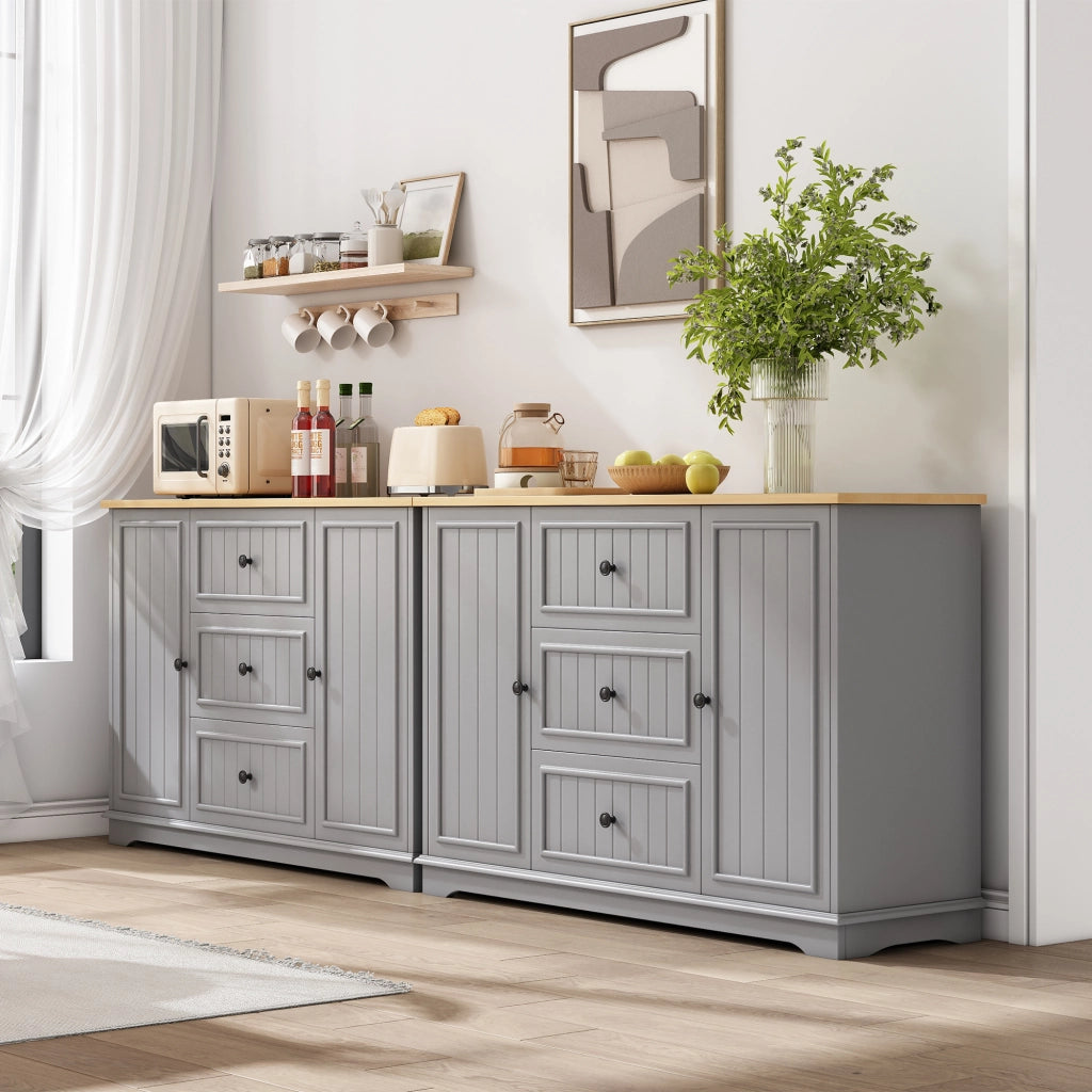 Credenza con 3 Cassetti e Ante ¨C MINIMAL ¨C Grigio, Mobile Buffet per Soggiorno e Corridoio