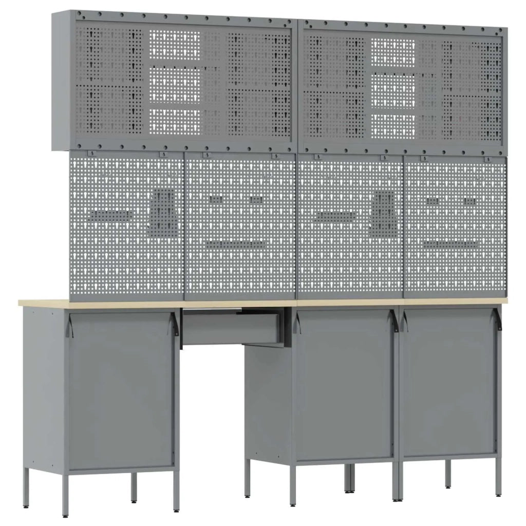 Mobile da lavoro 10 pcs Nero Legno ingegnerizzato e acciaio 3321478