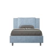 Letto imbottito 1 piazza e mezza 120x200 cm Antea - Con rete,Microfibra,Azzurro