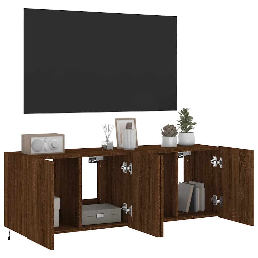 Mobili TV a Parete con Luci LED 2pz Rovere Marrone 60x35x41 cm 837315